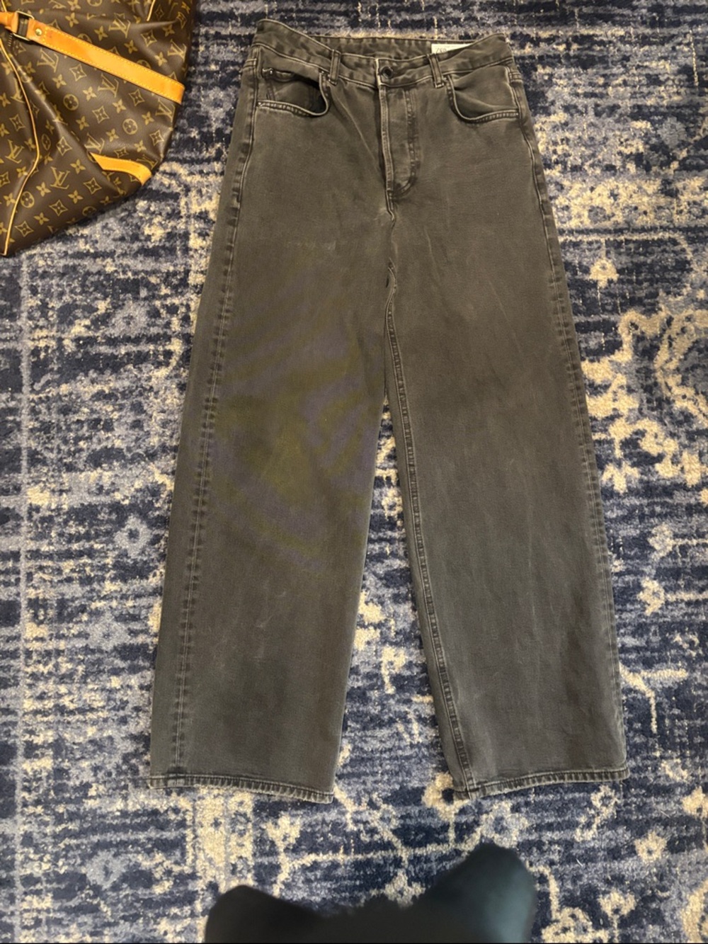 Zara Washed Dark Gray Straight Leg Jeans